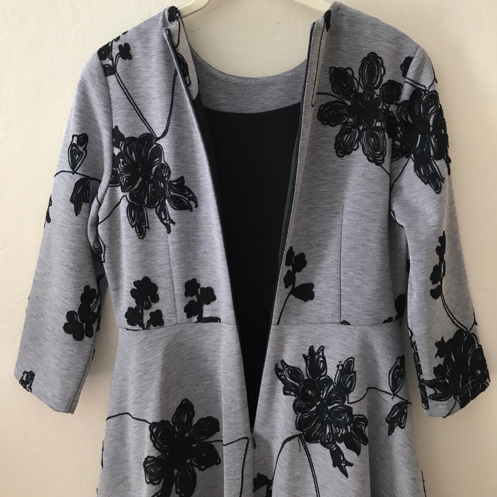 3/4 sleeve dress embroidery flower dress - Picture 4 of 8