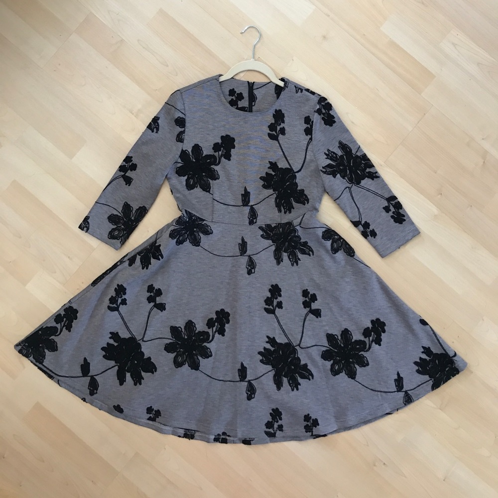 3/4 sleeve dress embroidery flower dress - Picture 5 of 8