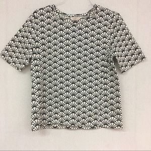 LOFT petal-print short sleeve top L