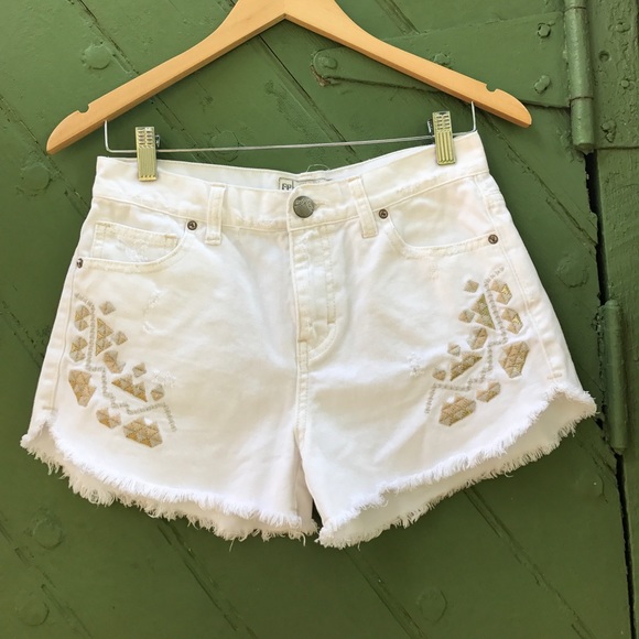 Free People Pants - Free People high rise embroidered shorts