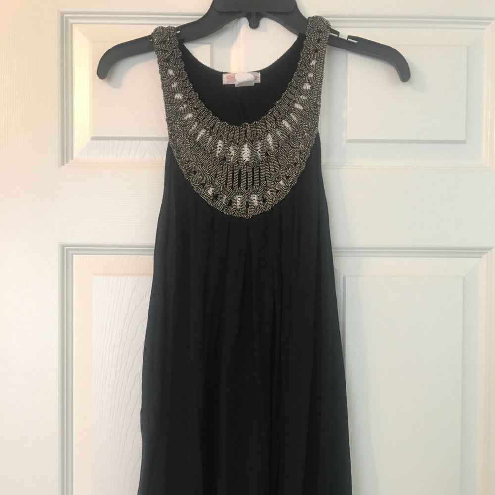 Black shirt with beading on neckline