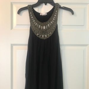 Black shirt with beading on neckline