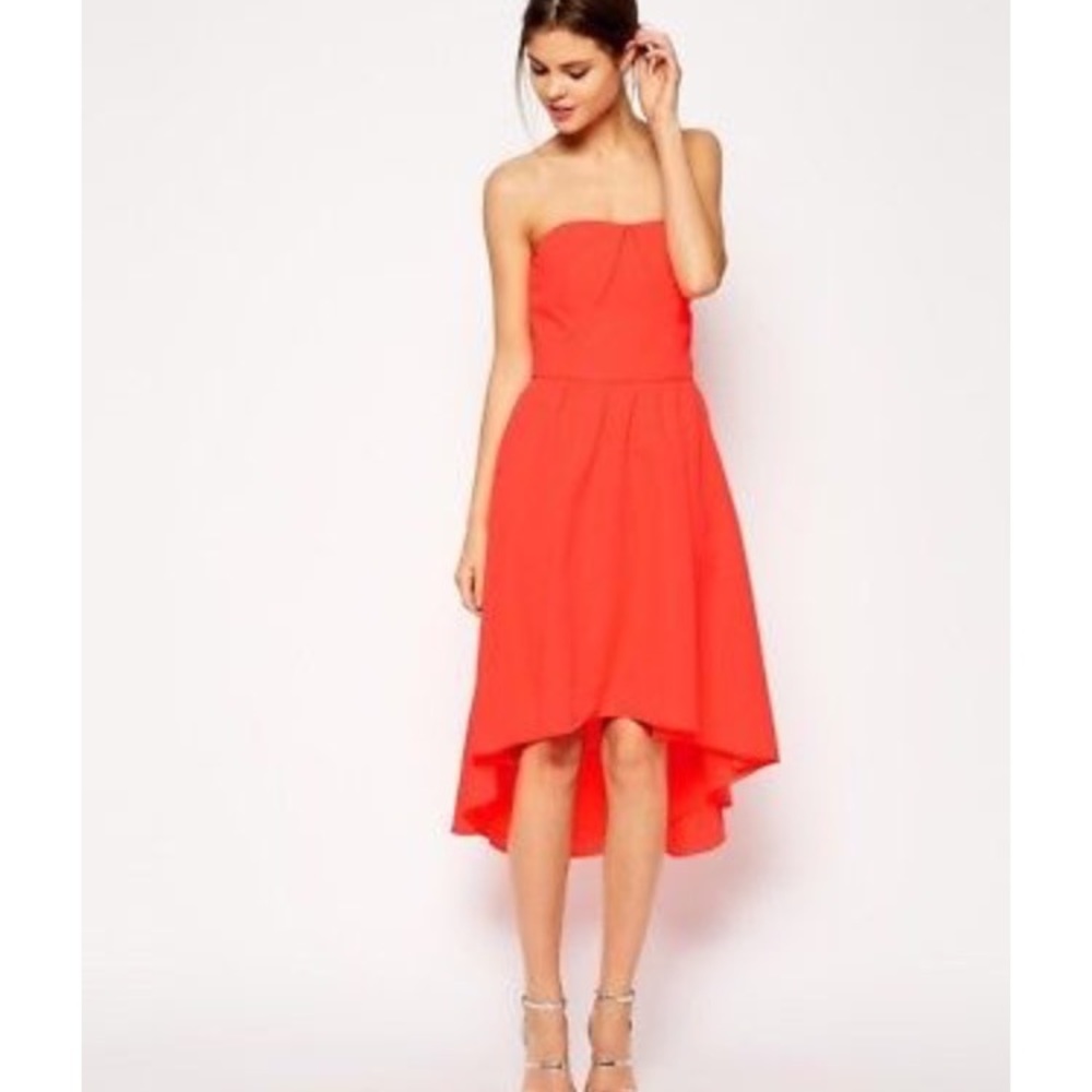 NWT Ted Baker NEON Coral pink strapless dress
