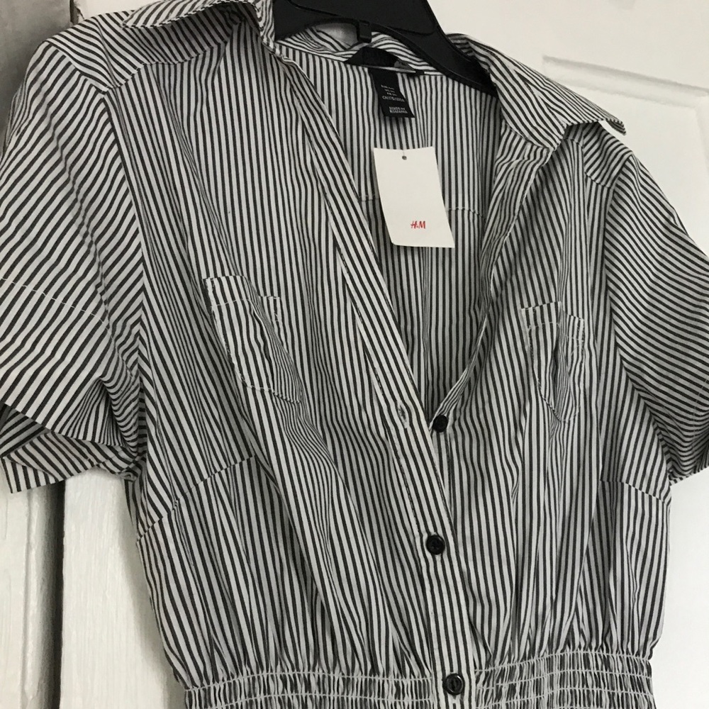 H&M striped button up dress