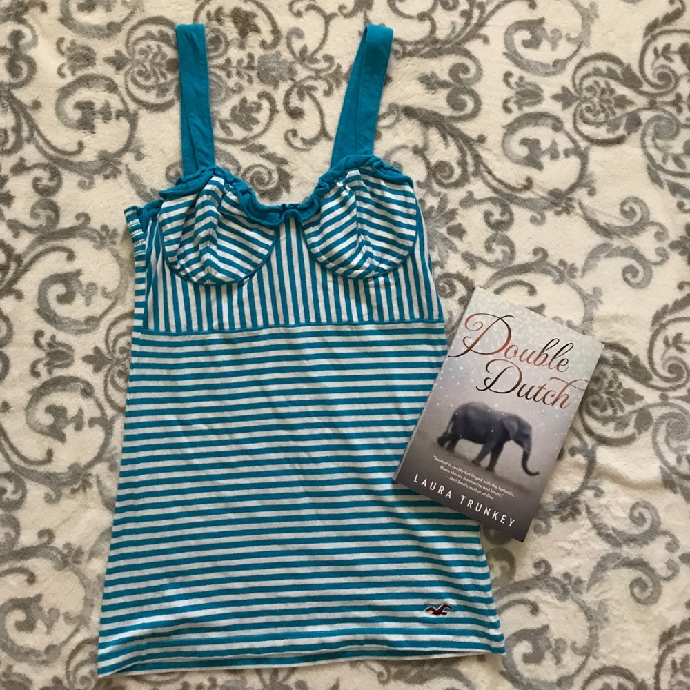 HOLLISTER BLUE AND WHITE TANK TOP