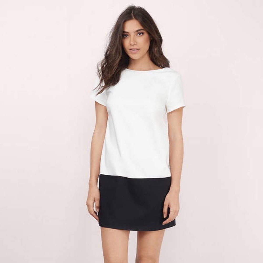 TOBI  Claire Black & White Shift Dress