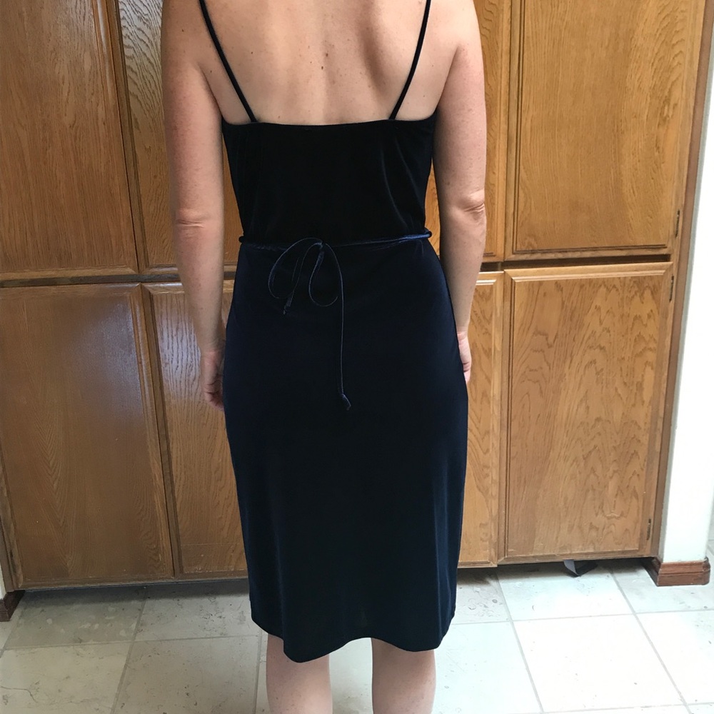 Navy velvet mini dress