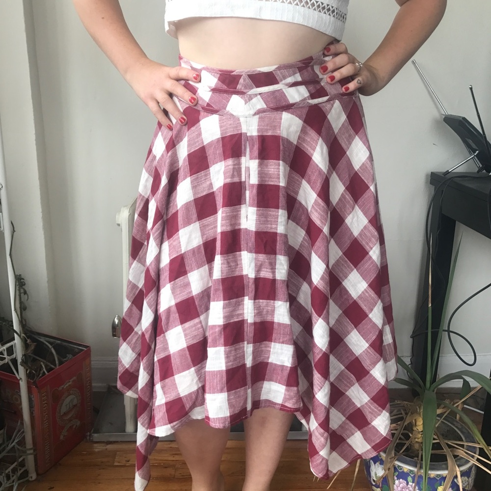 Asymmetrical Gingham Skirt