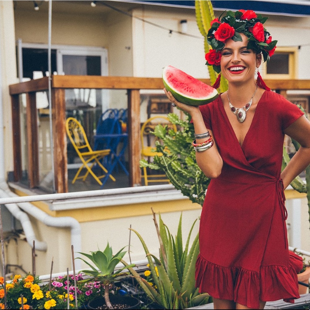 Nine Lives Bazaar Daydream Mini Dress in Salsa