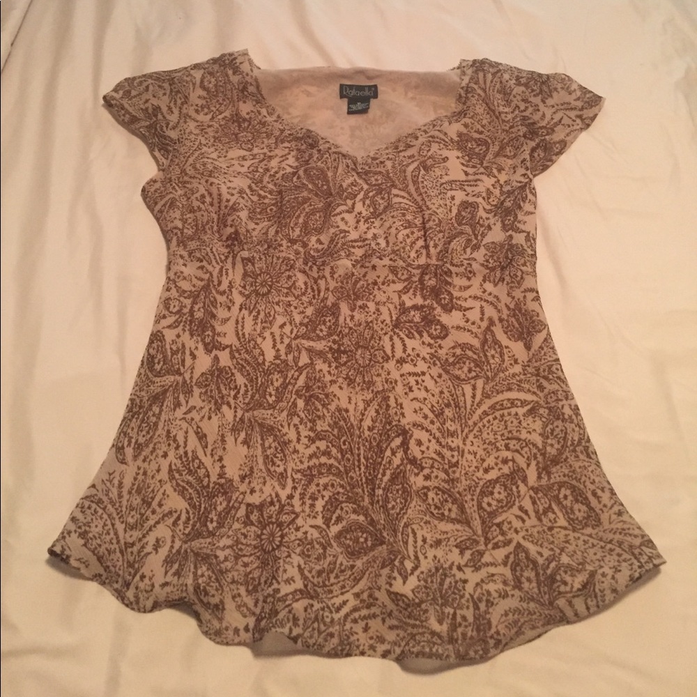Sheer printed v neck blouse