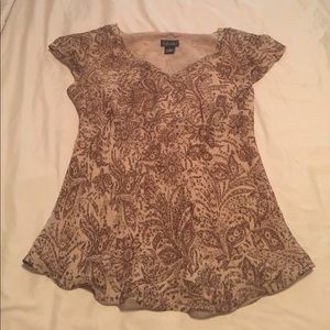 Sheer printed v neck blouse