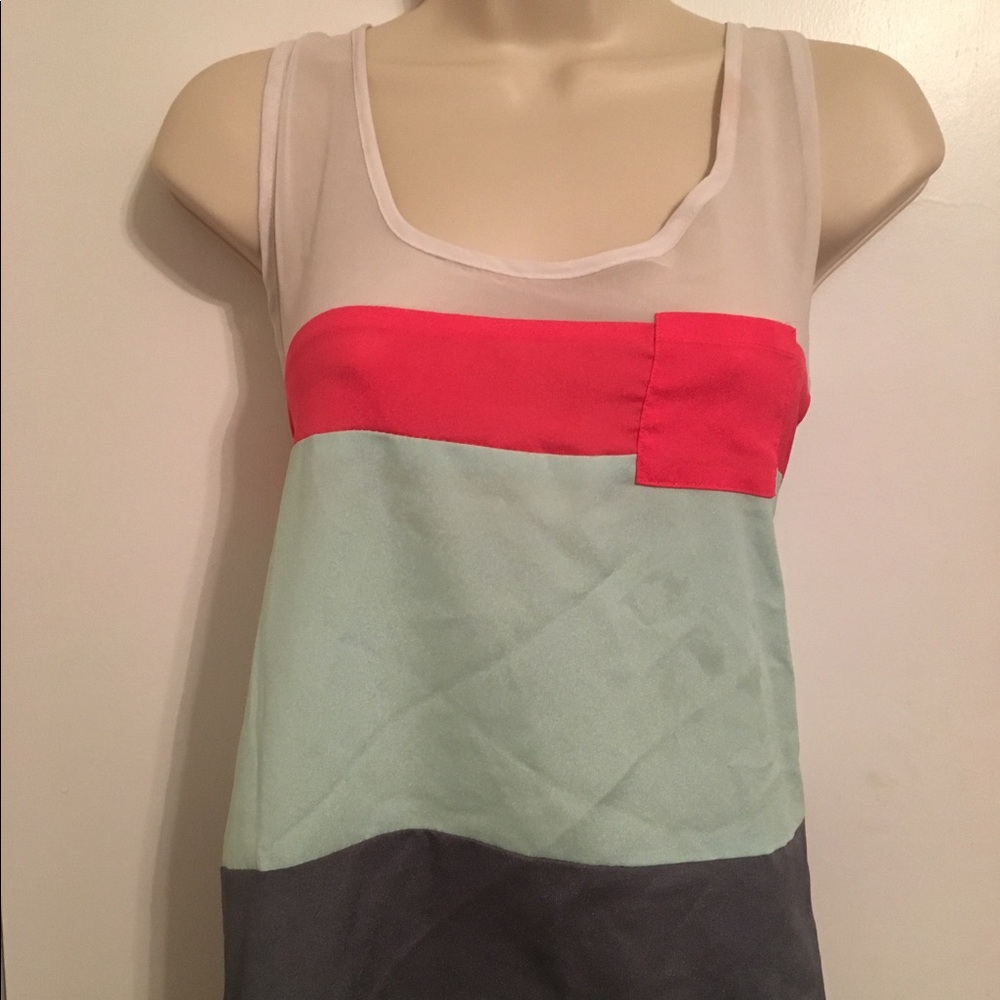 Pink/blue/gray tank top