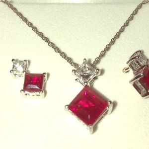 Ruby earrings and necklace