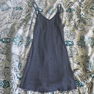 Striped Tank Dress with Low Criss Cross Back