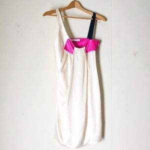 CHRISTIAN DIOR white pink blue silk mini dress