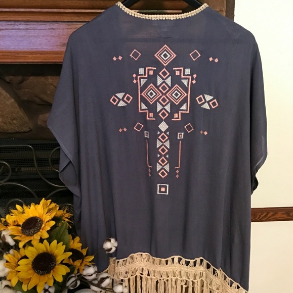 Purple Fringe Kimono - Picture 1 of 2