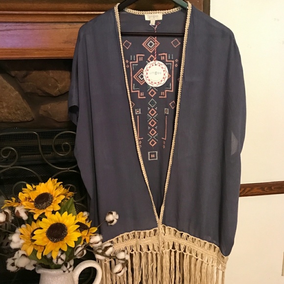 Purple Fringe Kimono - Picture 2 of 2