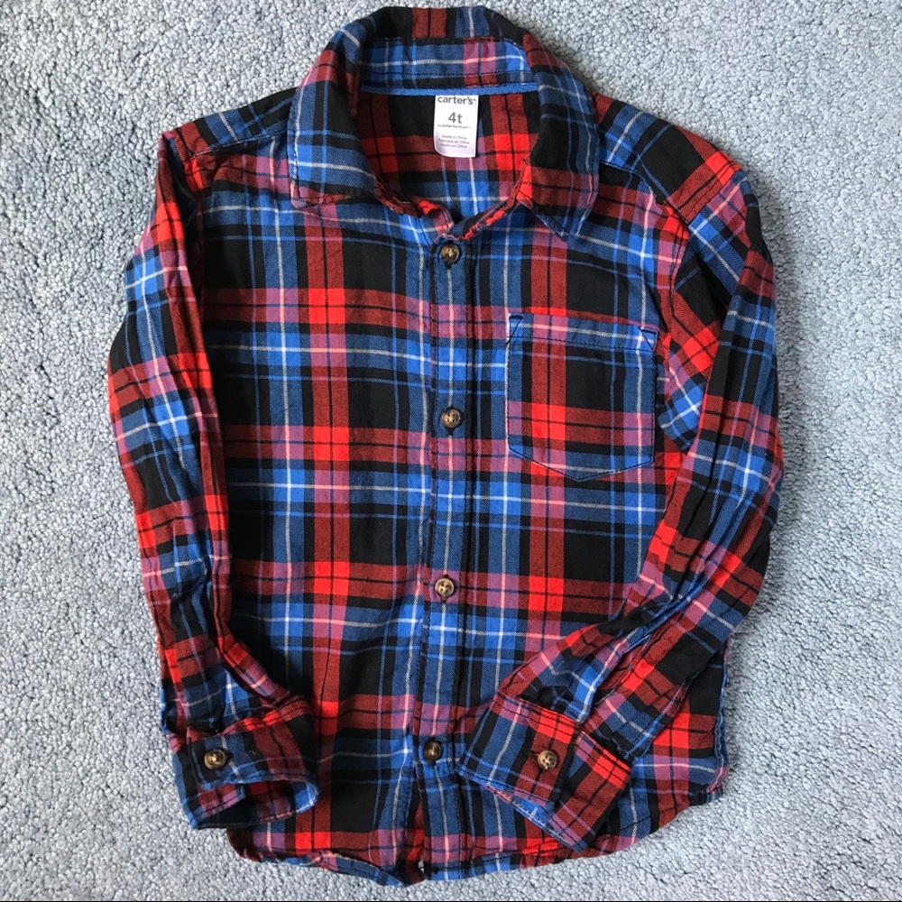 Boys plaid Carter flannel 100% cotton size 4T