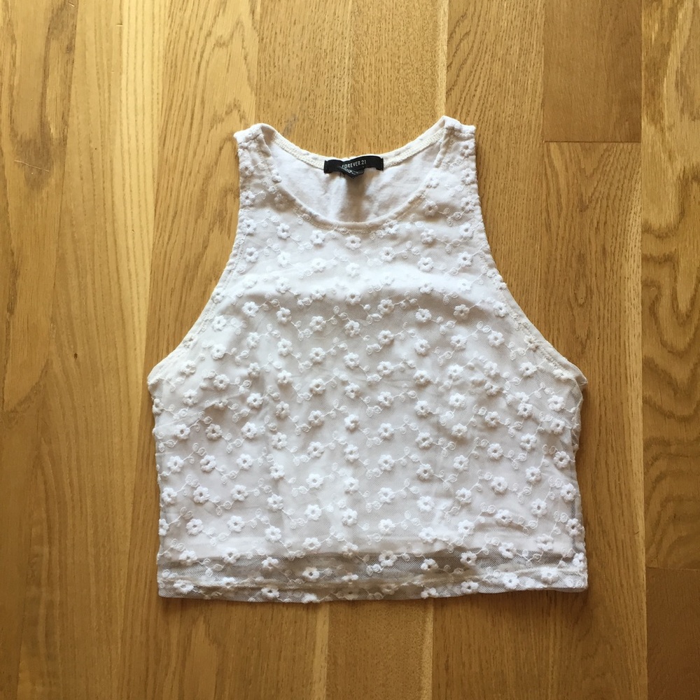 White lace crop top