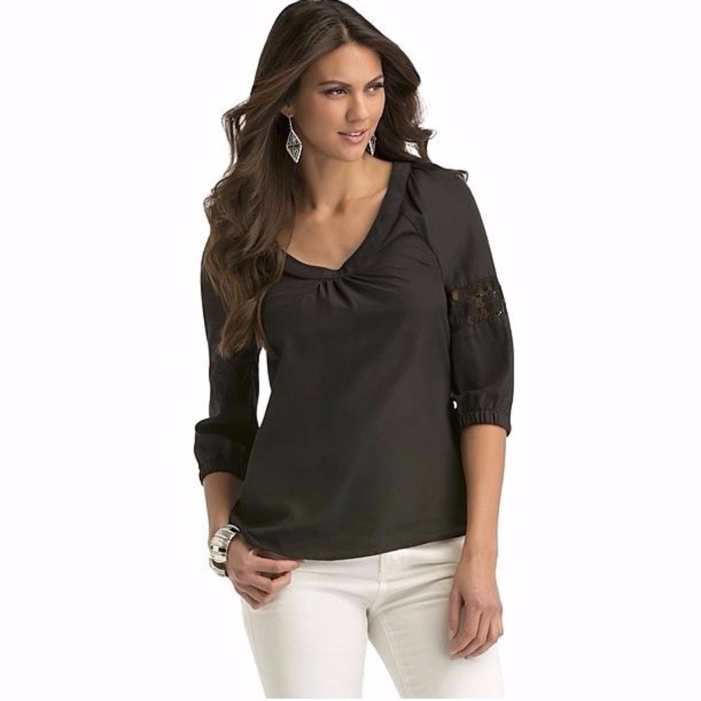 Kardashian Kollection Blouse with Lace Insets