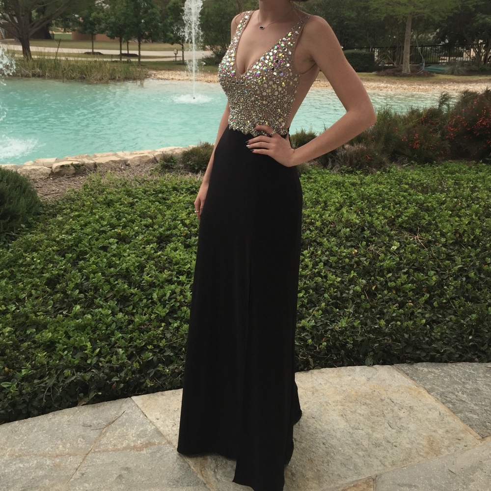 Crystal encrusted prom dress