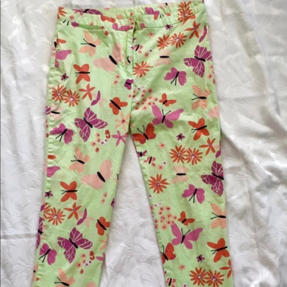 Lilly Pulitzer yellow green and pink crop pants