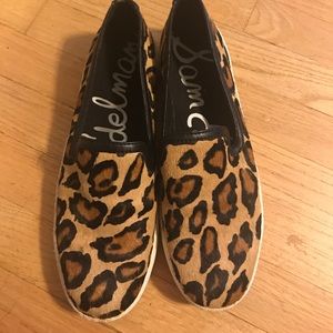 Cheeta print slip ons