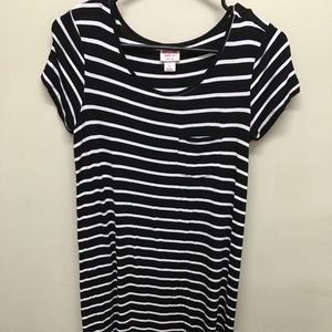 Striped T-shirt dress with front pocket