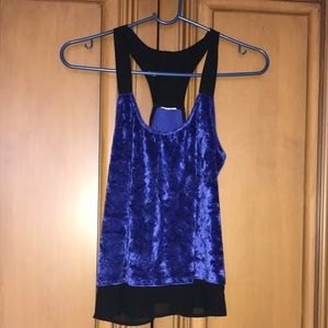 Dark purple velvet and sheer black blouse