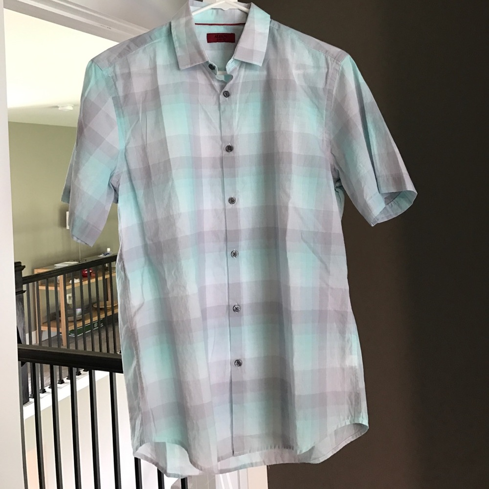 Alfani Short Sleeve Casual Button Up Shirt