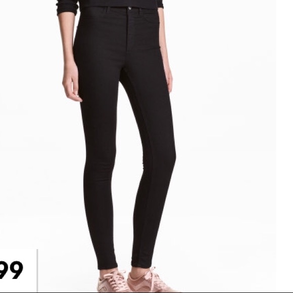 h&m black high waisted skinny jeans