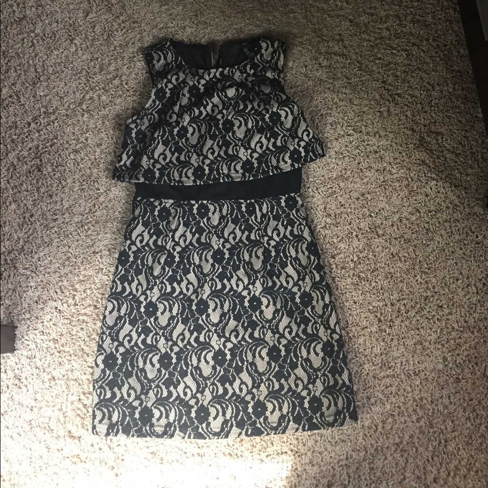 Lace Dress with Mesh panel