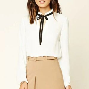 White tie-up blouse