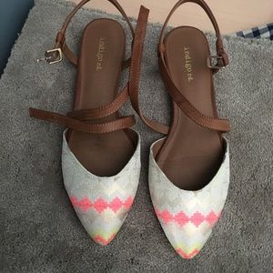 Neon pink yellow gold tan sandels