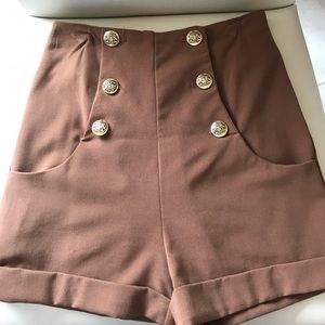 High waisted brown shorts