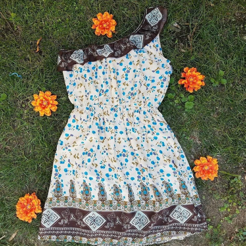 One Shoulder Floral Dress