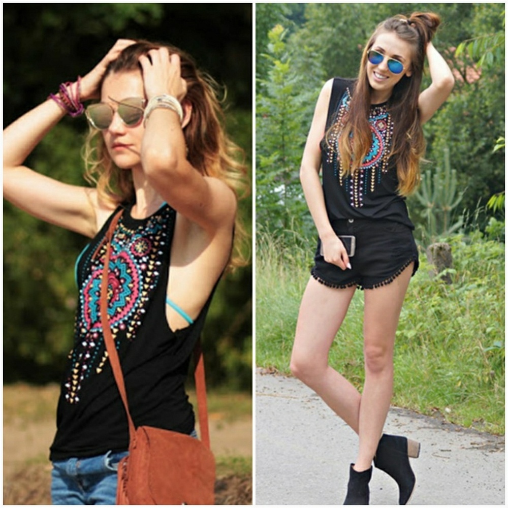 Tribal Print Muscle Tee Tank - Picture 3 of 6