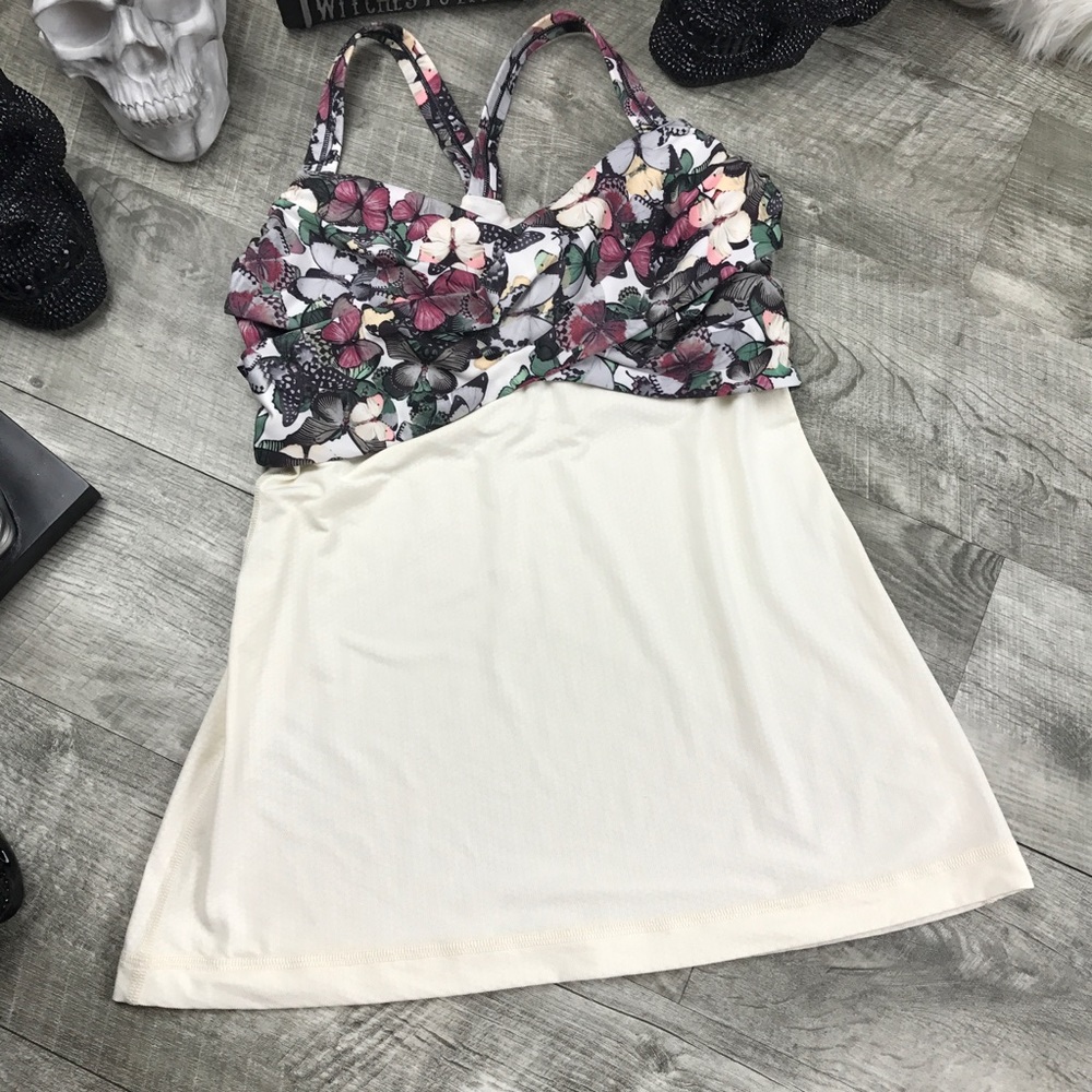 Lululemon Wrap it Up tank w built in bra BUTTERFLY