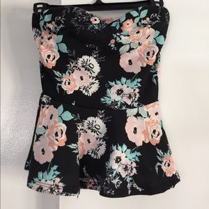 Floral Strapless Dressy Top