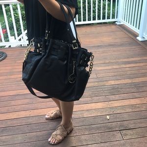 Michael Kors black leather handbag