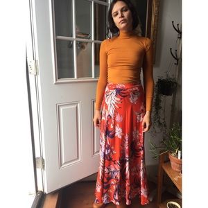 Anthropologie HD red silk skirt