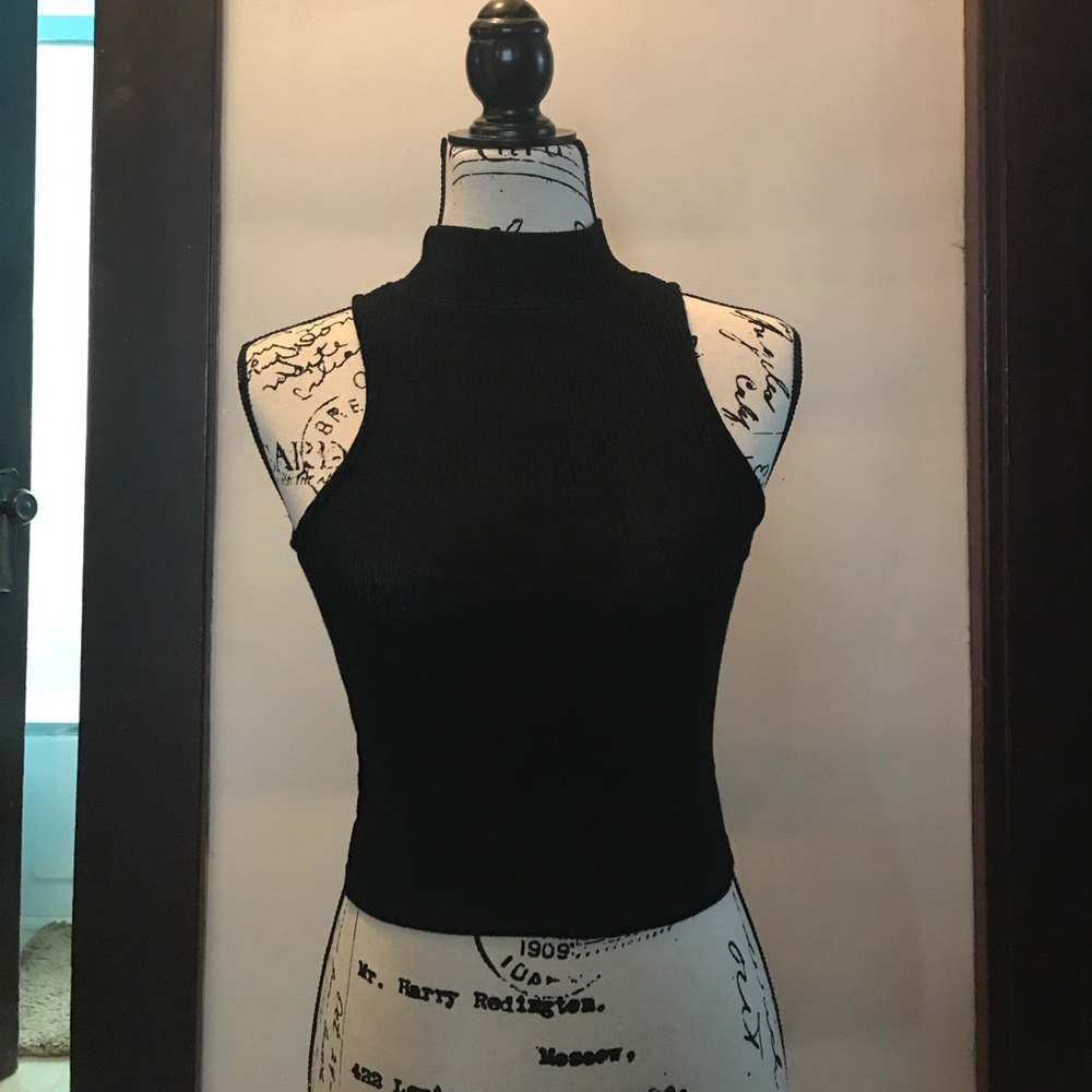 Brandy Melville Mock neck, black, sleeveless top