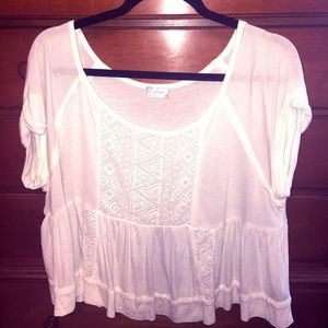 Free People White Babydoll Shirt