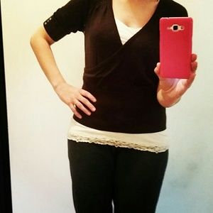 Chocolate Brown Wrap-Front Sweater!