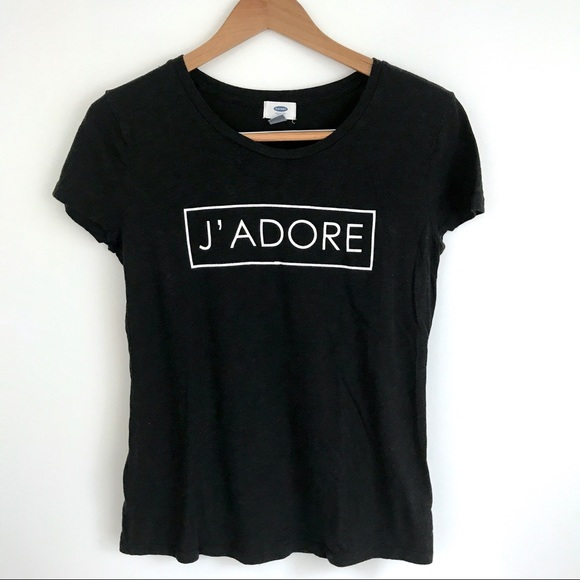 Old Navy Tops - Black Slub Knit Graphic Tee