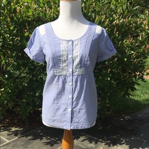 Striped and Lacey Button Up--- EXCELLENT CONDITION