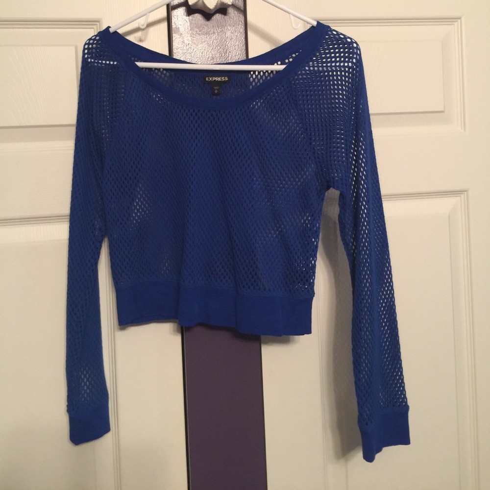 Long sleeve mesh crop top