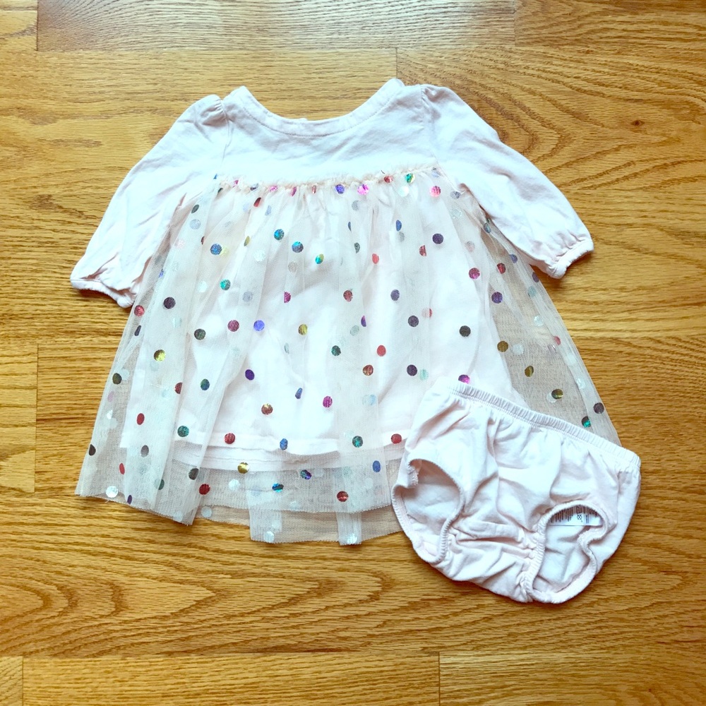 GAP 3-6 month party pink dress