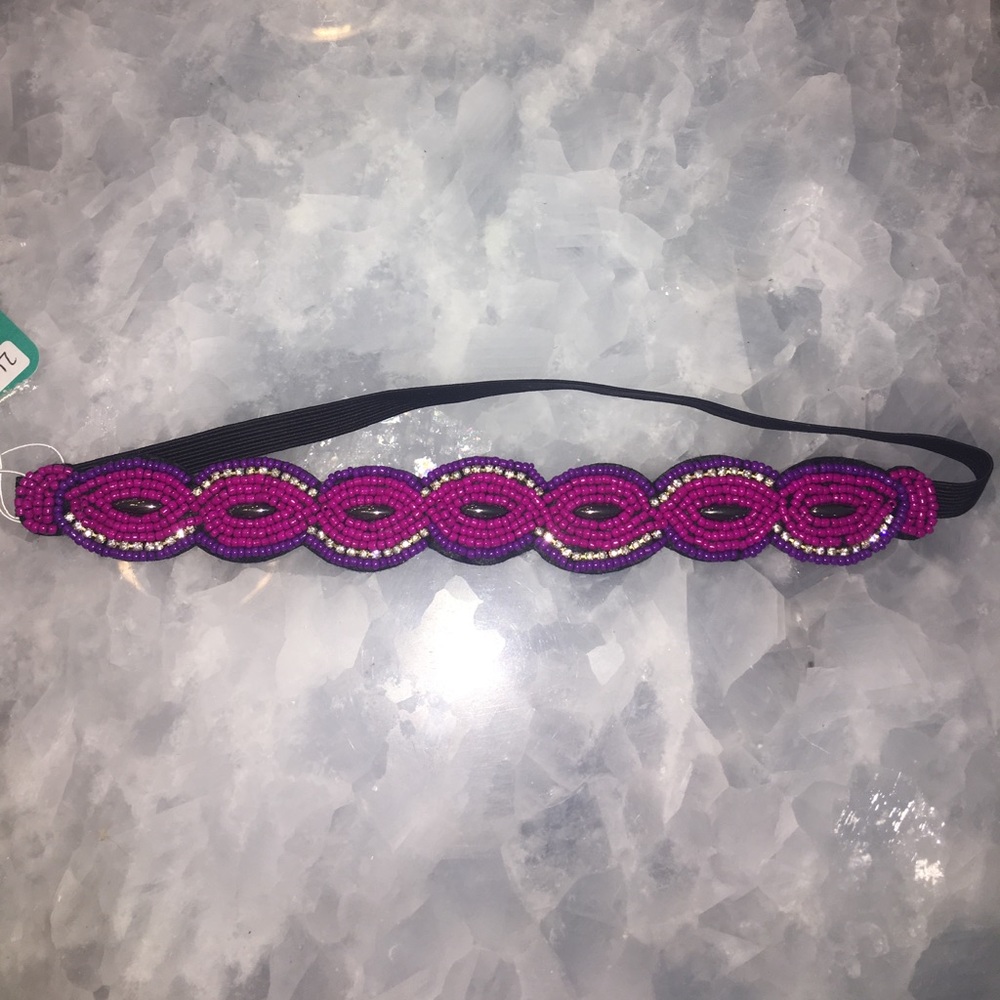 Headbands of Hope Pink and Purple Beaded Headband