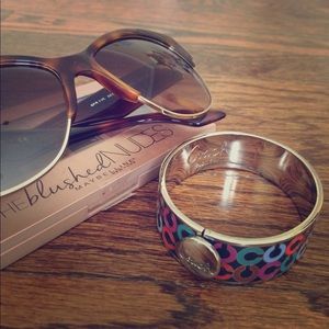 Coach Silver and Multicolor Enamel Bangle